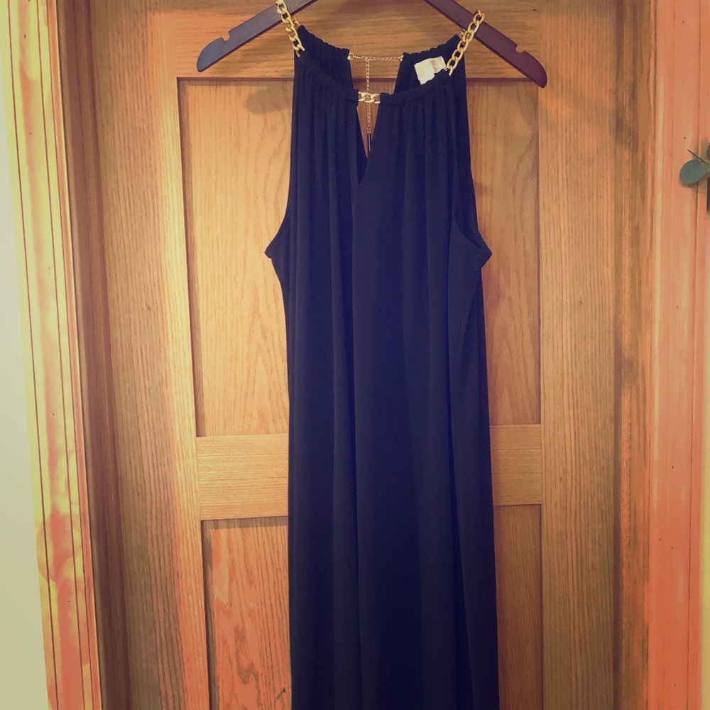 Michael Kors gold chain black dress